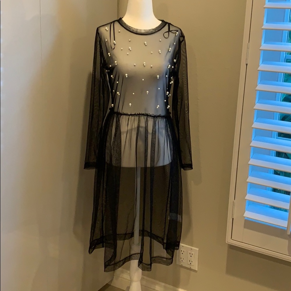 Zara Sheer Dress with Pearls